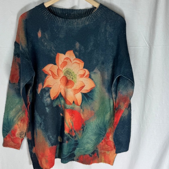 Yesno Oversized Cotton/Wool Blend Graphic Pullover Sweater NWOT Sz XL - Picture 2 of 6